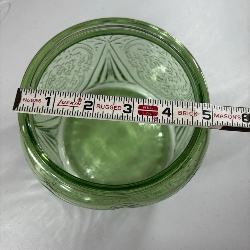 Hazel Atlas Uranium Glass 'Royal Lace' Cookie Jar No Lid Depression Glass Glows